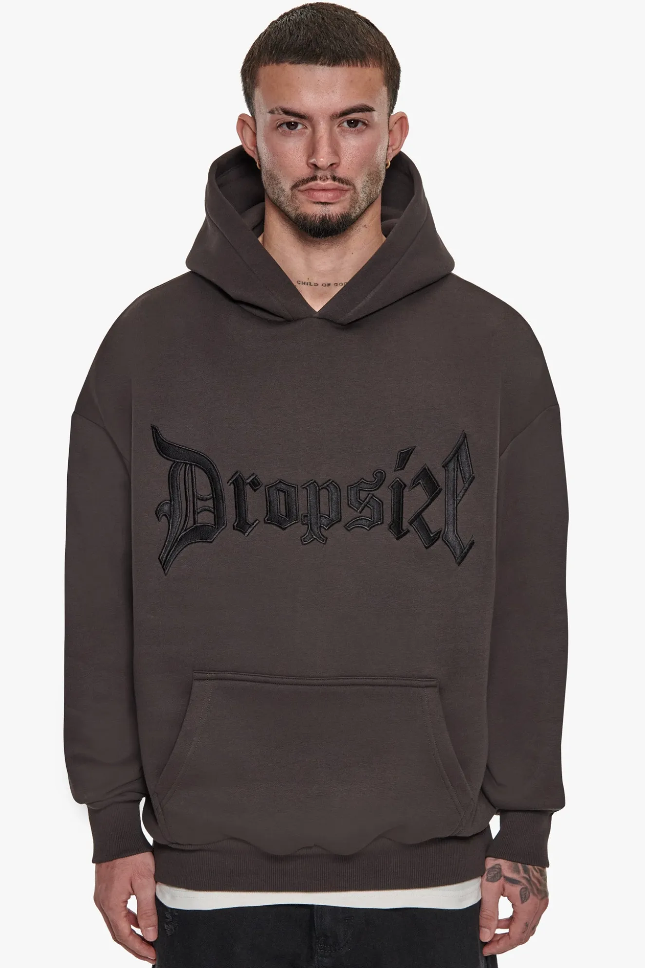 SUPER HEAVY OVERSIZE V2 MIDDLE EMBO HOODIE WASHED BLACK / BLACK