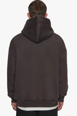 SUPER HEAVY OVERSIZE V2 MIDDLE EMBO HOODIE WASHED BLACK / BLACK