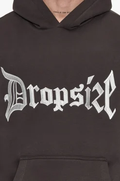 SUPER HEAVY OVERSIZE V2 MIDDLE EMBO HOODIE WASHED BLACK / WHITE
