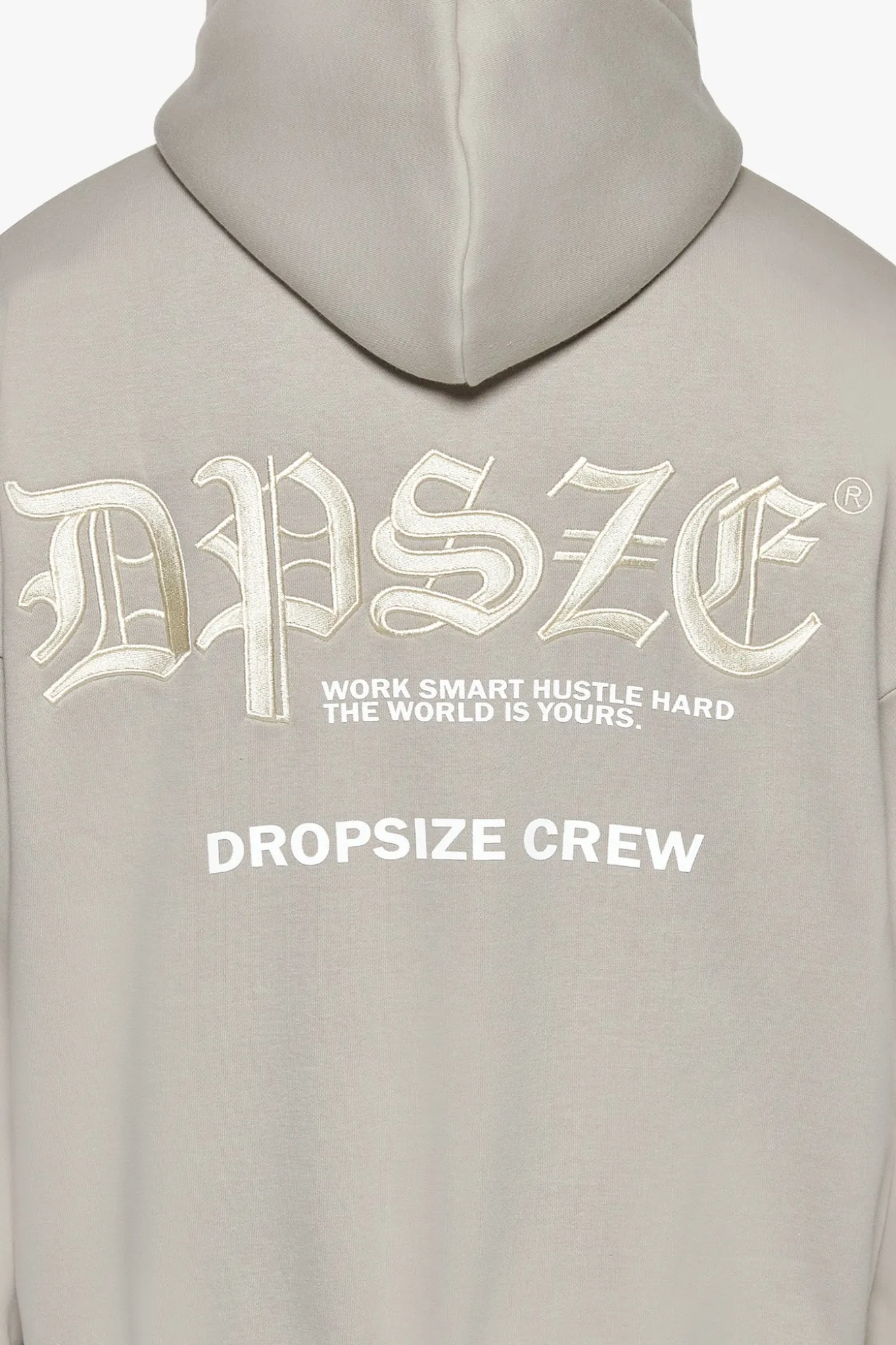 SUPER HEAVY OVERSIZE WORK SMART HUSTLE HARD ZIP-HOODIE PUMICE STONE