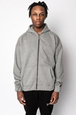 SUPER HEAVY OVERSIZED BLANK ZIP HOODIE DARK GRAY