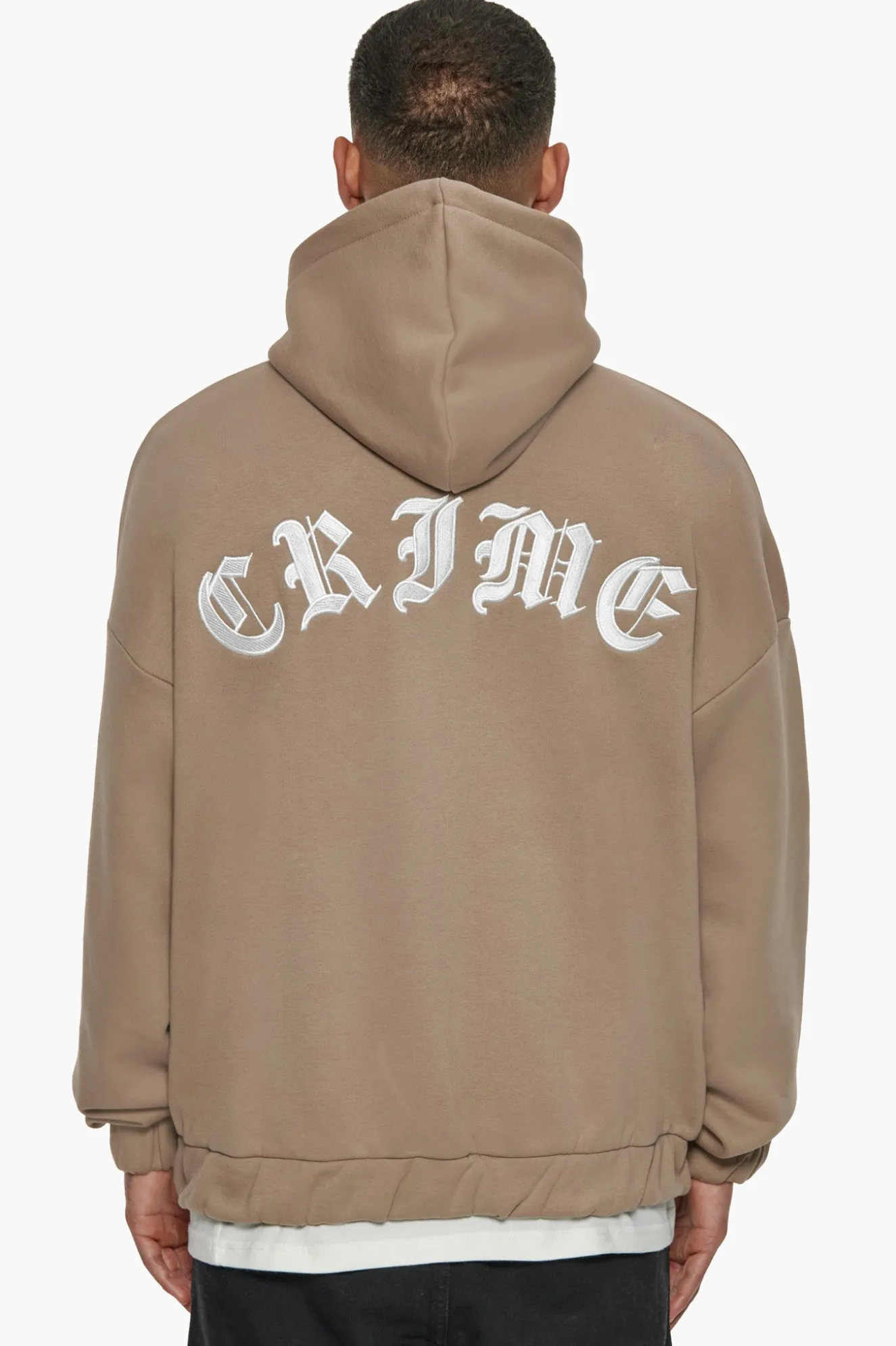 SUPER HEAVY OVERSIZED CRIME ZIP HOODIE SILVER MINK