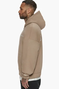 SUPER HEAVY OVERSIZED CRIME ZIP HOODIE SILVER MINK