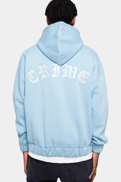 SUPER HEAVY OVERSIZED CRIME ZIP HOODIE BABY BLUE