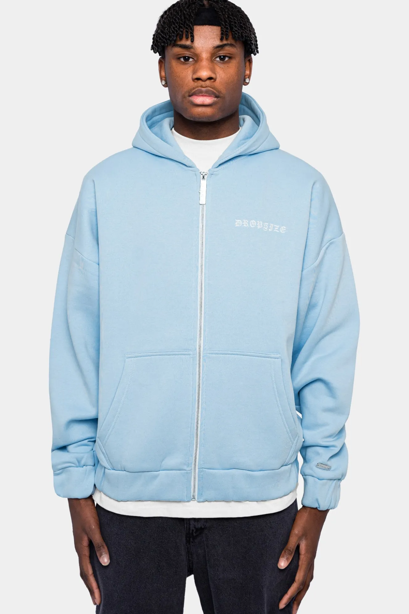 SUPER HEAVY OVERSIZED CRIME ZIP HOODIE BABY BLUE