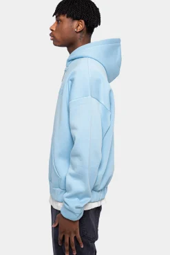 SUPER HEAVY OVERSIZED HD PRINT ZIP HOODIE BABY BLUE
