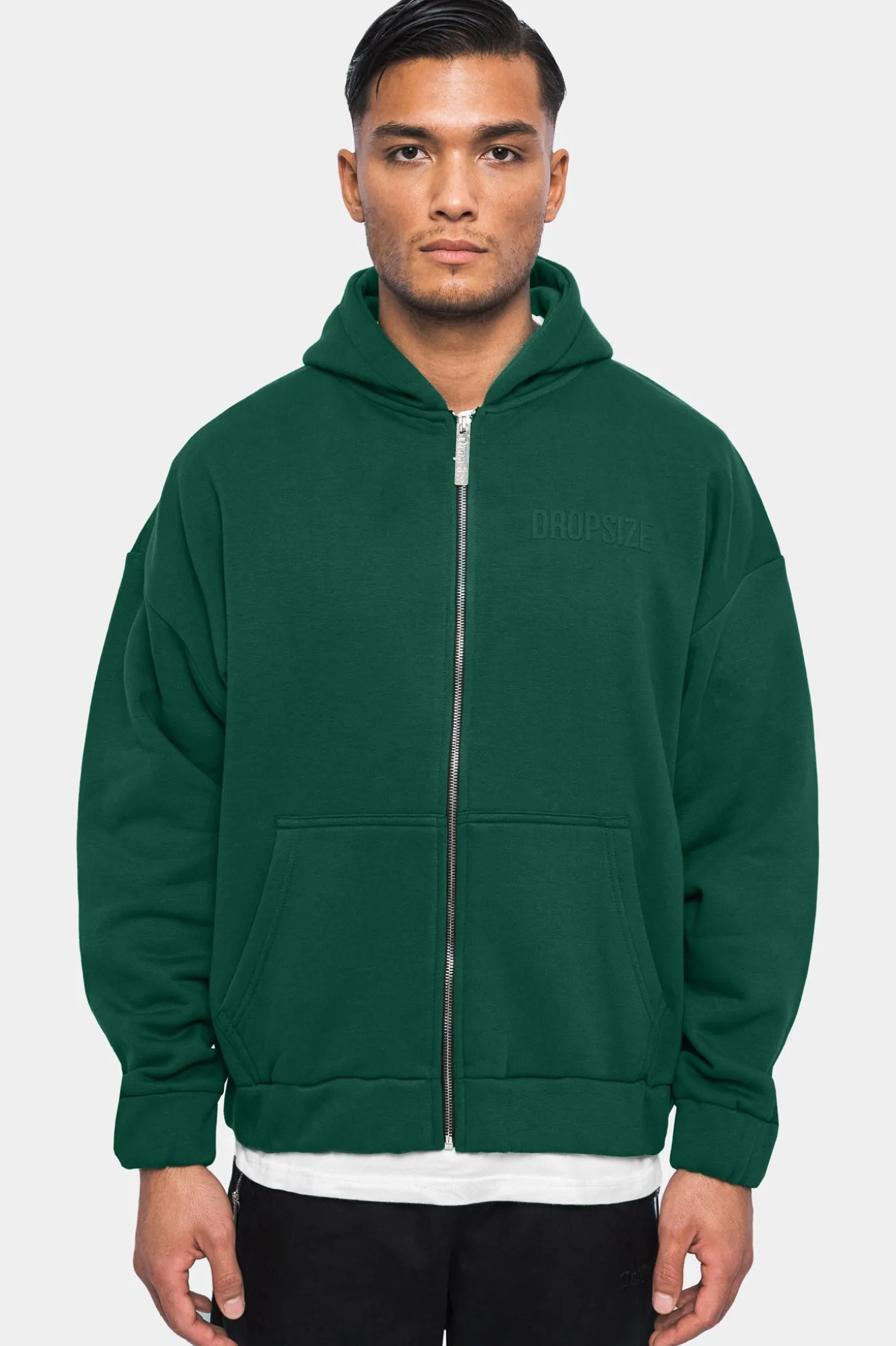 SUPER HEAVY OVERSIZED HD PRINT ZIP HOODIE GREEN