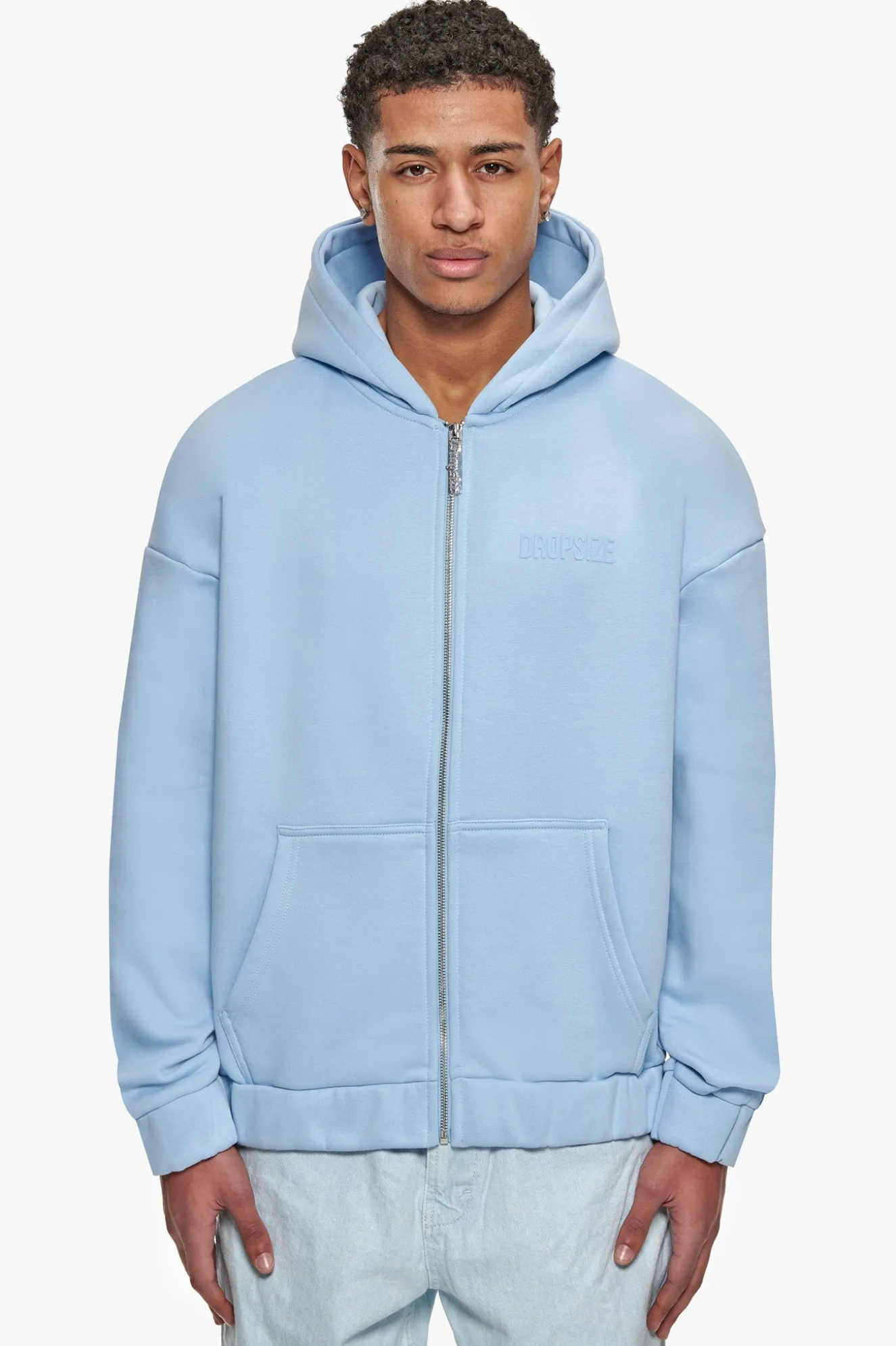 SUPER HEAVY OVERSIZED HD PRINT ZIP HOODIE V2 BABY BLUE