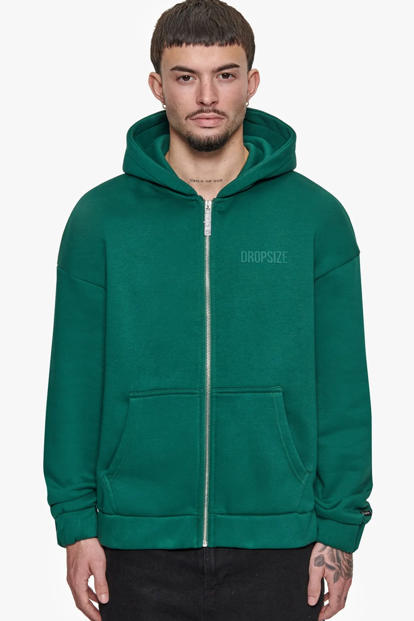 SUPER HEAVY OVERSIZED HD PRINT ZIP HOODIE V2 GREEN