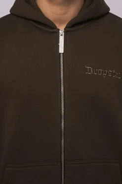 SUPER HEAVY OVERSIZED ZIP-HOODIE CHOCOLATE BROWN