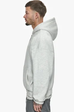 SUPER HEAVY OVERSIZED ZIP-HOODIE LIGHT GREY